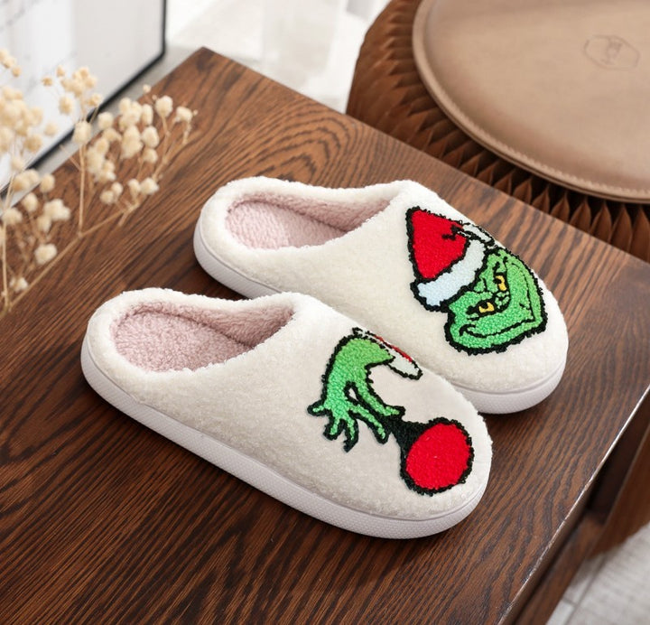 Pantoufles de Noël avec motif Grinch en peluche amusante - vue 2