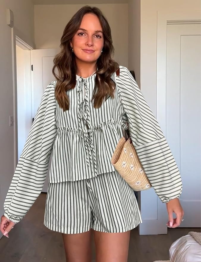 Robe Femme Rayée Manches Longues pour Été