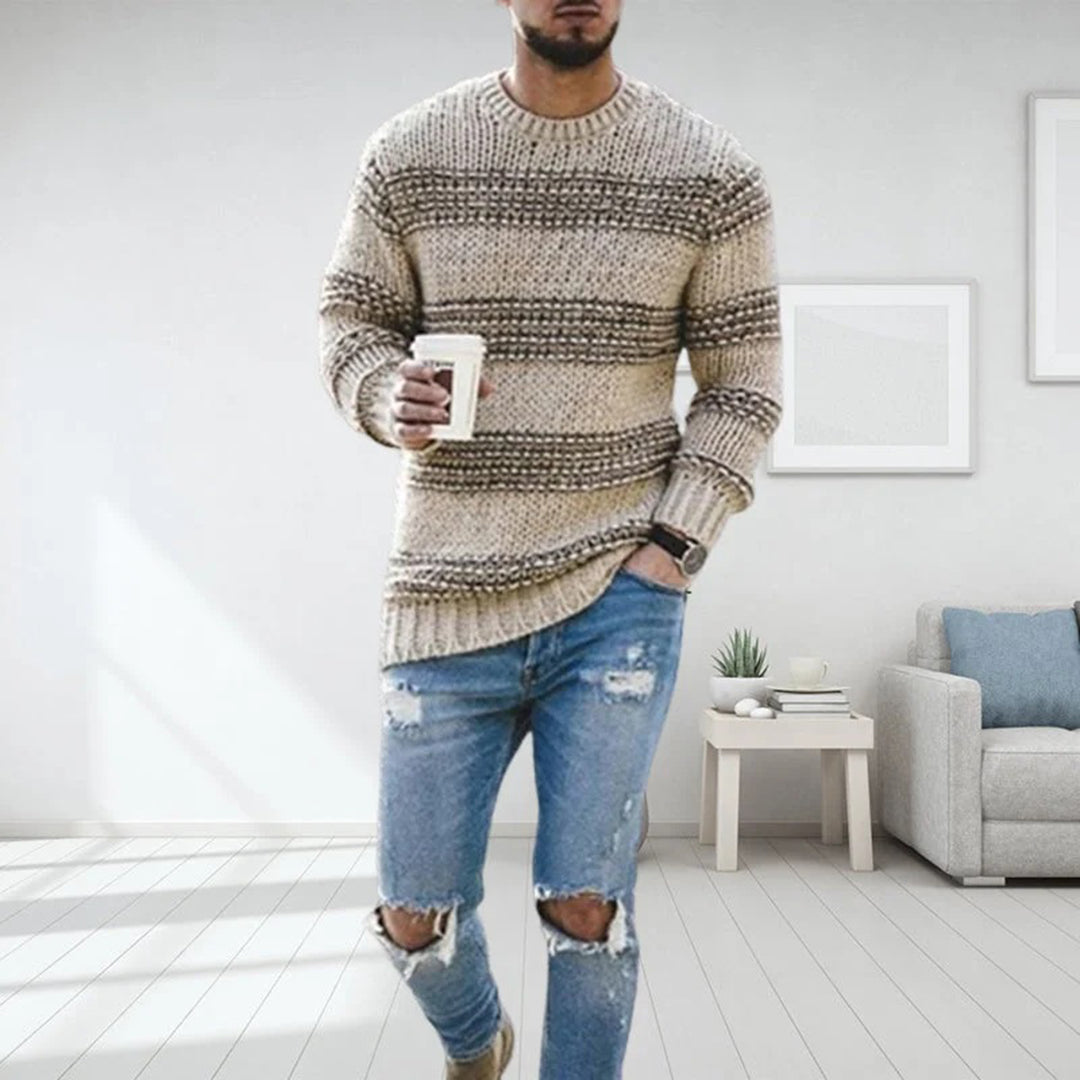Pull Homme Maille Épaisse Col Rond Coupe Confort - PanierRoyale