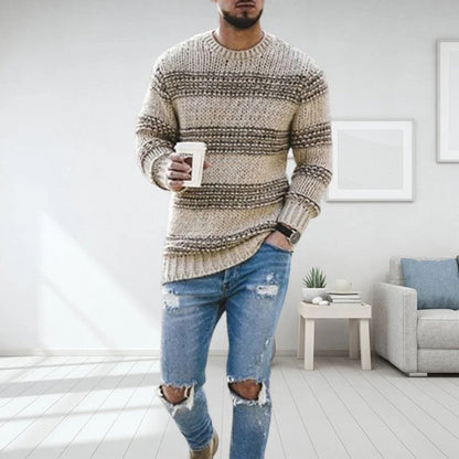 Pull Homme Maille Épaisse Col Rond Coupe Confort - PanierRoyale