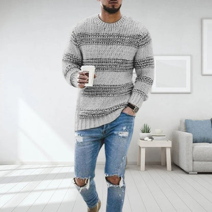 Pull Homme Maille Épaisse Col Rond Coupe Confort