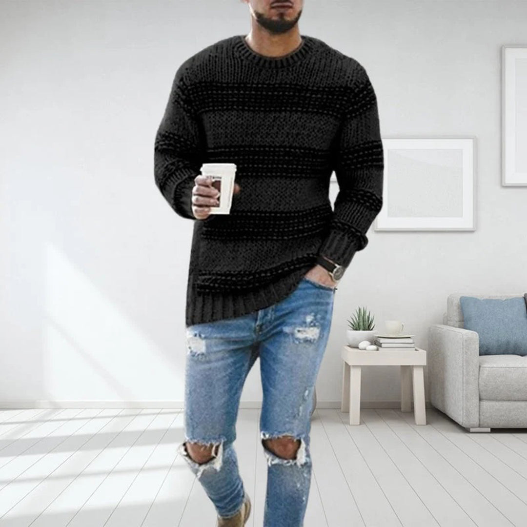 Pull Homme Maille Épaisse Col Rond Coupe Confort