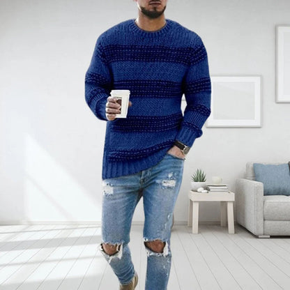 Pull Homme Maille Épaisse Col Rond Coupe Confort
