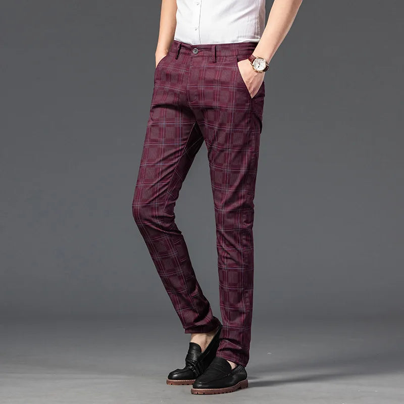 Pantalon Homme Taille Slim Fit Carreaux Élégant - BerlinGlamour