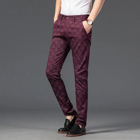 Pantalon Homme Taille Slim Fit Carreaux Élégant - BerlinGlamour