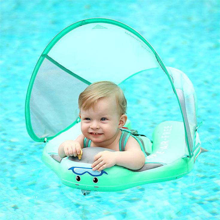 Flotteur Bébé avec Parasol de Protection Solaire Bleu Clair