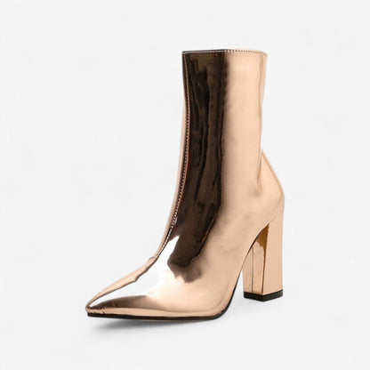 Bottines Femme Talons Plats à Bout Pointu Élégantes