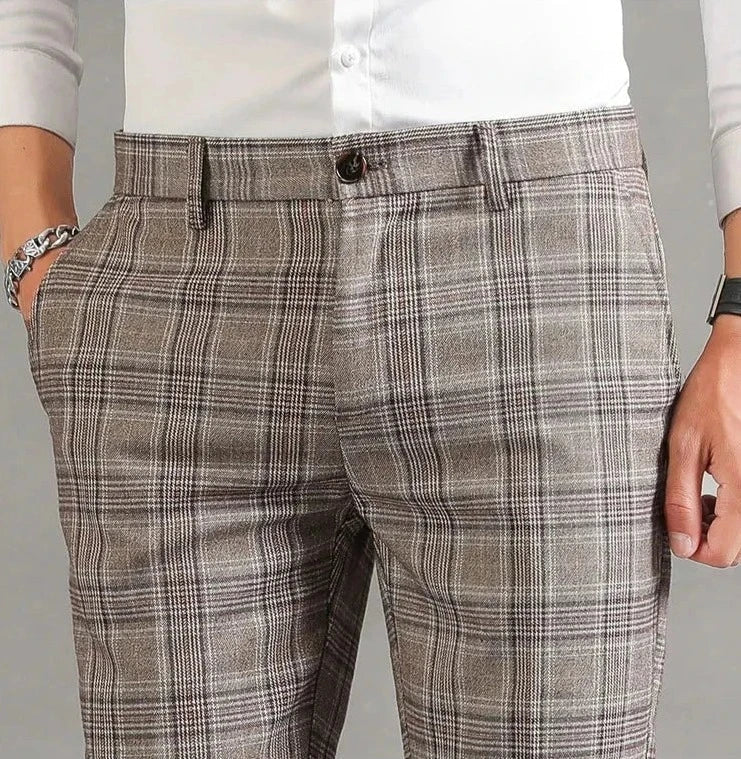 Pantalon Homme à Carreaux Confort Respirant et Taille Parfaite