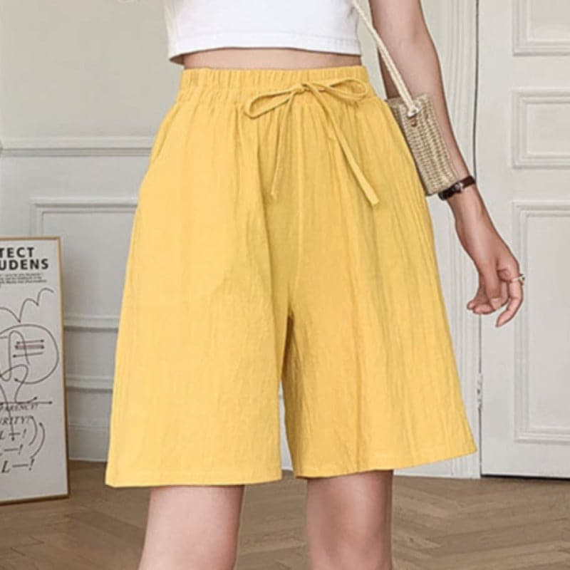 Short Décontracté Jaune Citron pour Femme - PanierRoyale