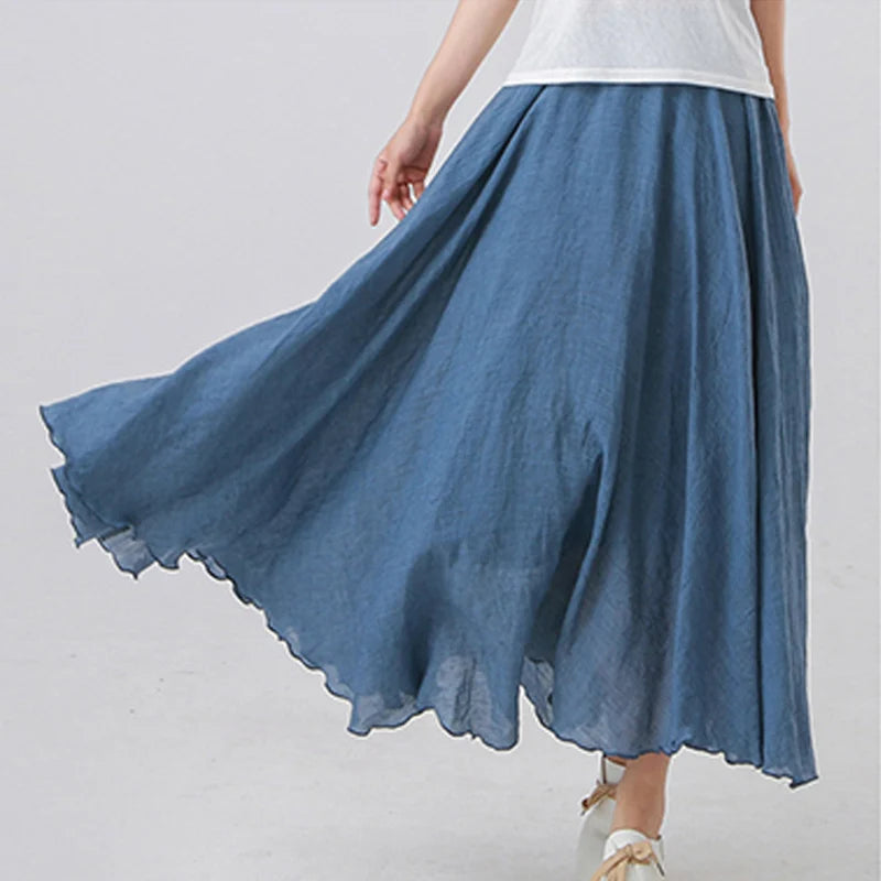 Jupe Longue Femme Élégante à Ceinture Réglable