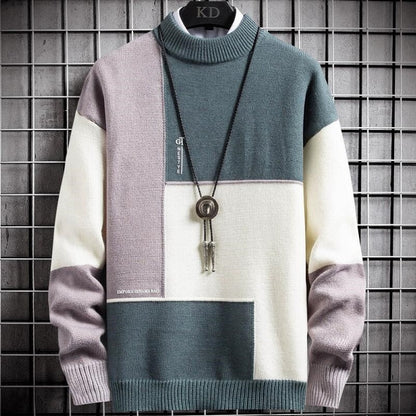 Pull Tricoté Patchwork Homme Confortable et Décontracté - PanierRoyale