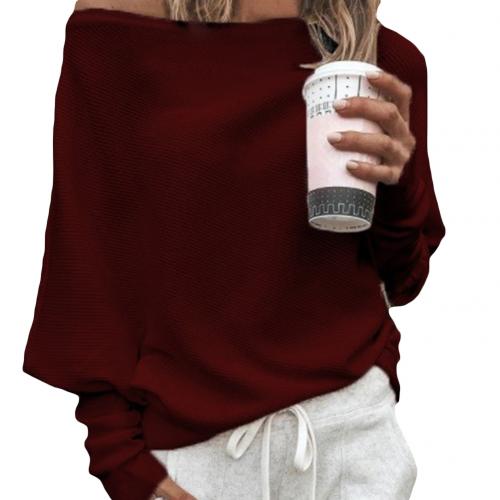 Pull Oversize Épaules Découvertes Gris Femme Décontracté