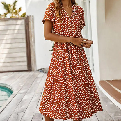 Robe Chemisier Femme Élégante à Pois pour Été