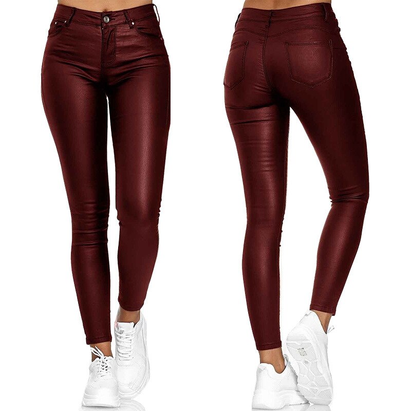 Pantalon Femme Cuir Noir Élégant et Tendance