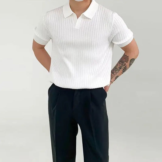 Polo Classique Blanc à Motif Texturé et Coupe Moderne - BerlinGlamour