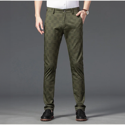 Pantalon Homme Taille Slim Fit Carreaux Élégant