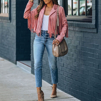 Veste en Duvet Frange Mode Chic pour Femme