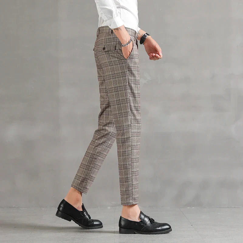 Pantalon Homme à Carreaux Confort Respirant et Taille Parfaite