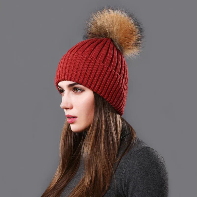 Bonnet Hiver Doux et Confortable avec Pompon Unisexe