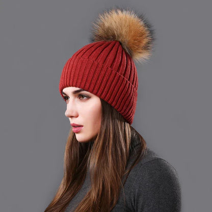 Bonnet Hiver Doux et Confortable avec Pompon Unisexe