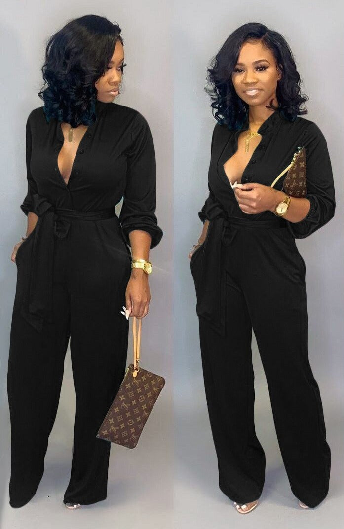 Robe Combinaison Femme Longue Noire Élégante