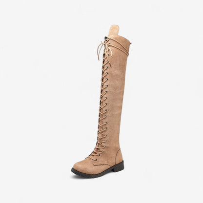 Bottes Femmes Haut Talon Bout Rond Élégantes