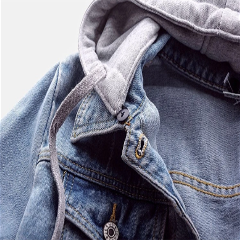 Veste Femme Denim avec Capuche Amovible