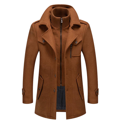 Manteau Homme Long Noir en Laine Tailleur Classique