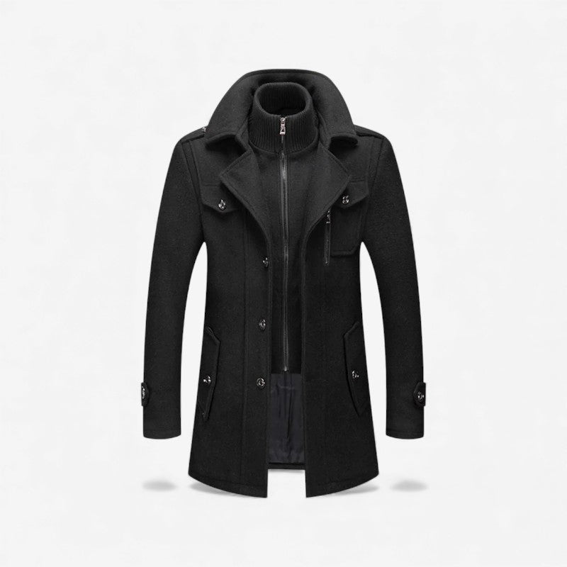 Manteau Hiver Élégant à Manches Longues avec Col Montant - PanierRoyale