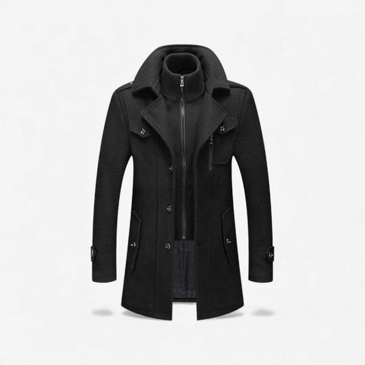 Manteau Hiver Élégant à Manches Longues avec Col Montant - PanierRoyale