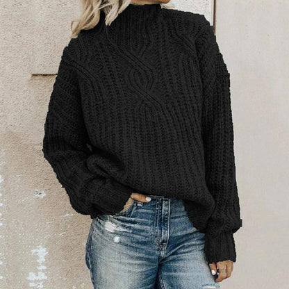Pull Femme Noir Col Chemisé Classique - PanierRoyale