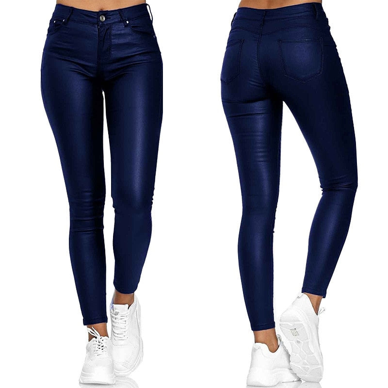 Pantalon Femme Cuir Noir Élégant et Tendance