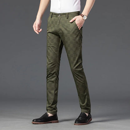 Pantalon Homme Taille Slim Fit Carreaux Élégant
