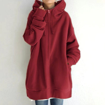 Sweat à capuche streetwear confortable avec poches et fermeture éclair