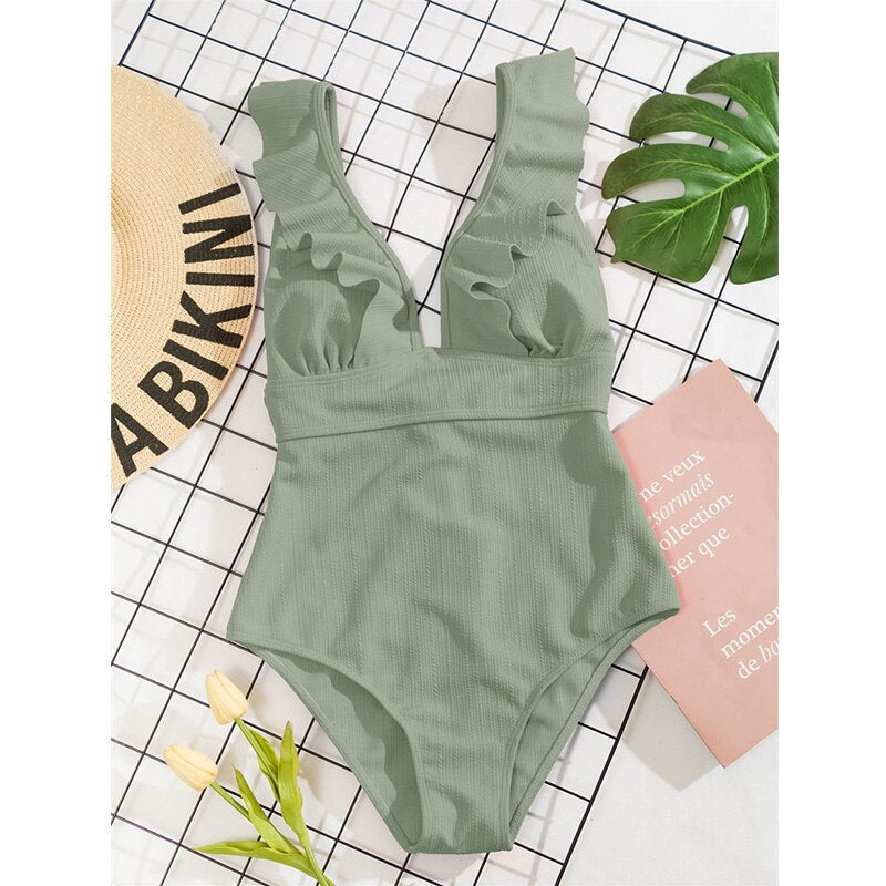 Maillot de Bain Féminin avec Bretelles Fines et Dentelle