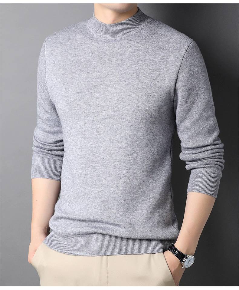 Pull Homme en Laine Mélangée Col Roulé Chic