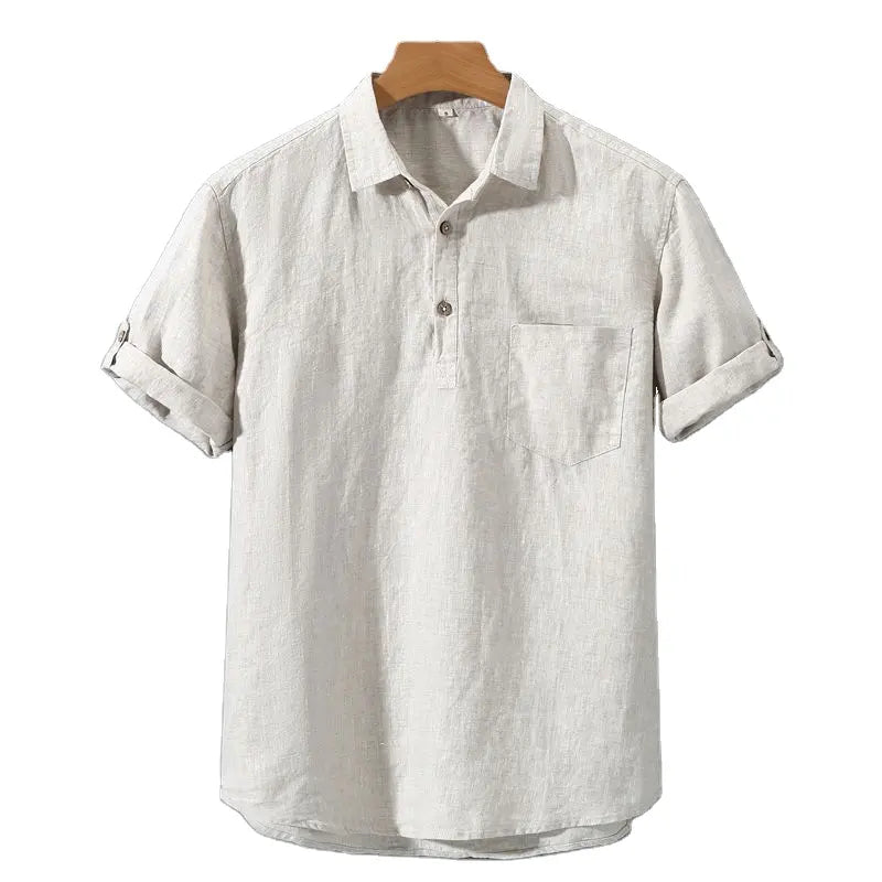 Chemise Polo en Lin Blanc Élégant