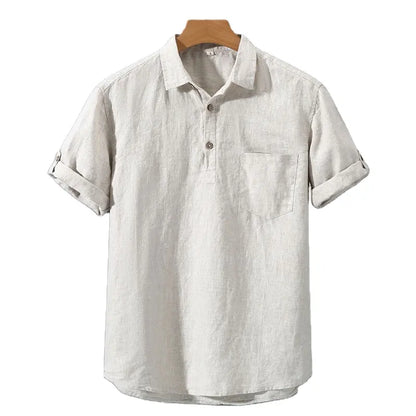 Chemise Polo en Lin Blanc Élégant