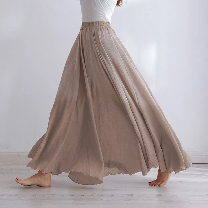 Jupe Longue Femme Élégante à Ceinture Réglable