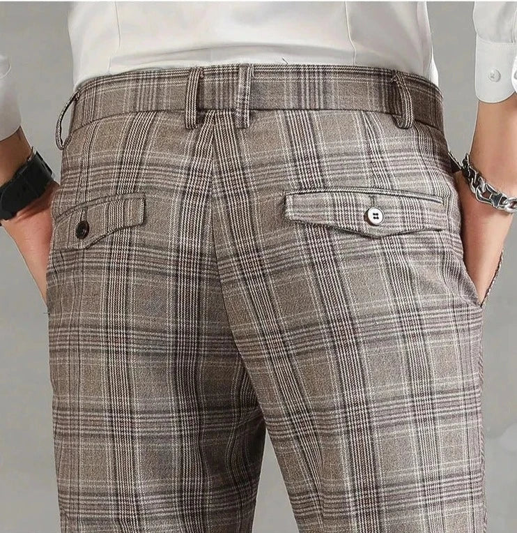 Pantalon Homme à Carreaux Confort Respirant et Taille Parfaite