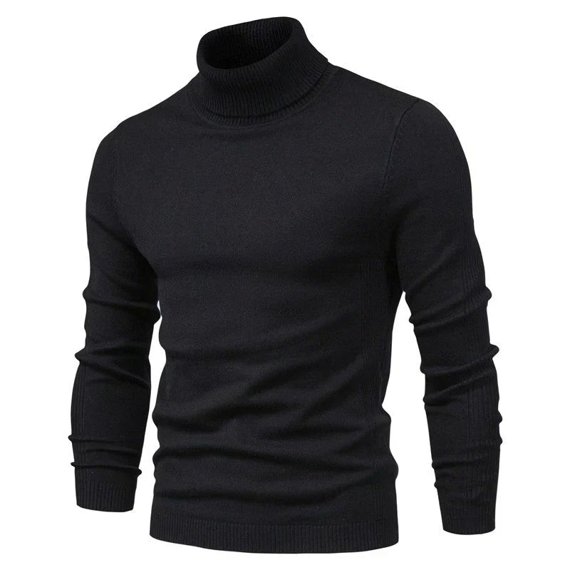 Pull Homme Laine Mérinos Col Roulé Brun Chaud