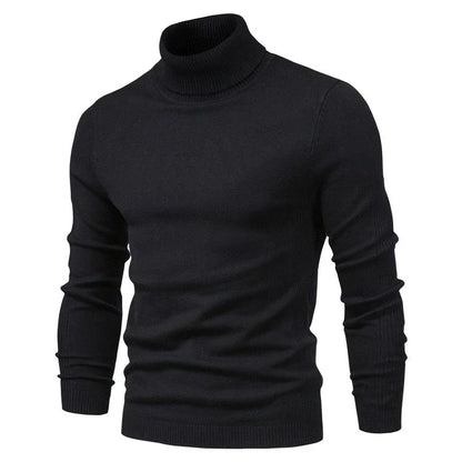 Pull Homme Laine Mérinos Col Roulé Brun Chaud