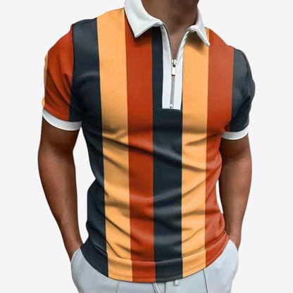 Polo Homme Manches Courtes Décontracté avec Fermeture Éclair - PanierRoyale