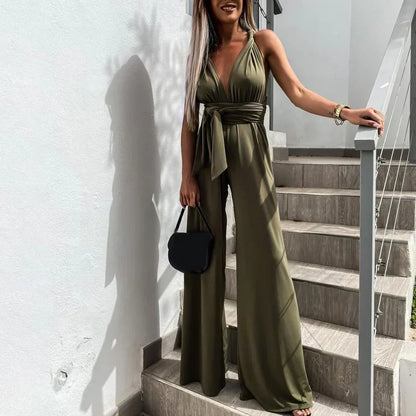 Combinaison Femme Élégante avec Ceinture et Tissu Confortable - PanierRoyale