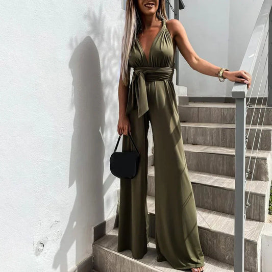 Combinaison Femme Élégante avec Ceinture et Tissu Confortable - PanierRoyale