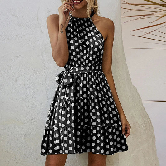 Layla™ – Robe d'Été Femme Chic à Pois avec Jupe Volante Ajustable-1
