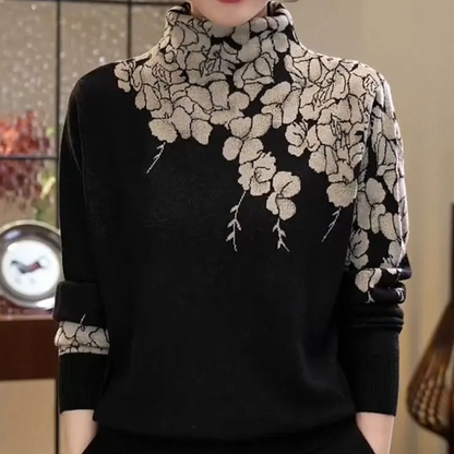 Pull Femme Col Roulé Floral Chic - PanierRoyale