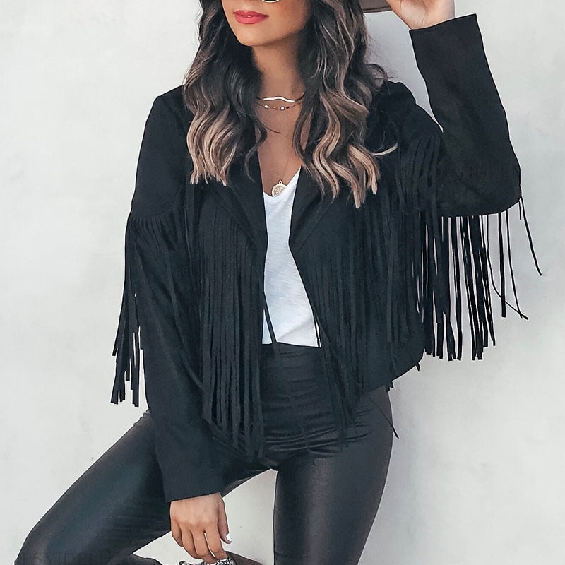 Veste en Duvet Frange Mode Chic pour Femme - PanierRoyale