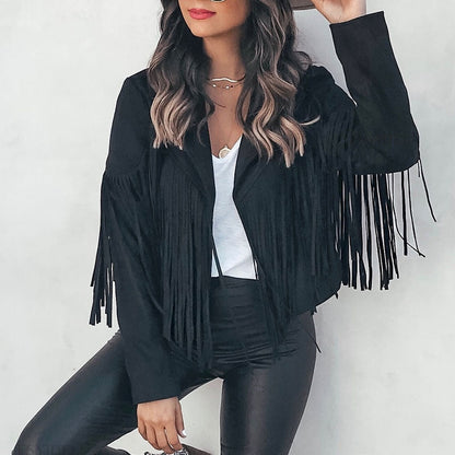 Veste en Duvet Frange Mode Chic pour Femme - PanierRoyale