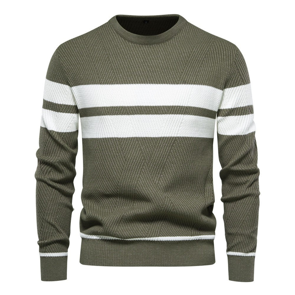 Pull Homme Rayé Col Rond Classique